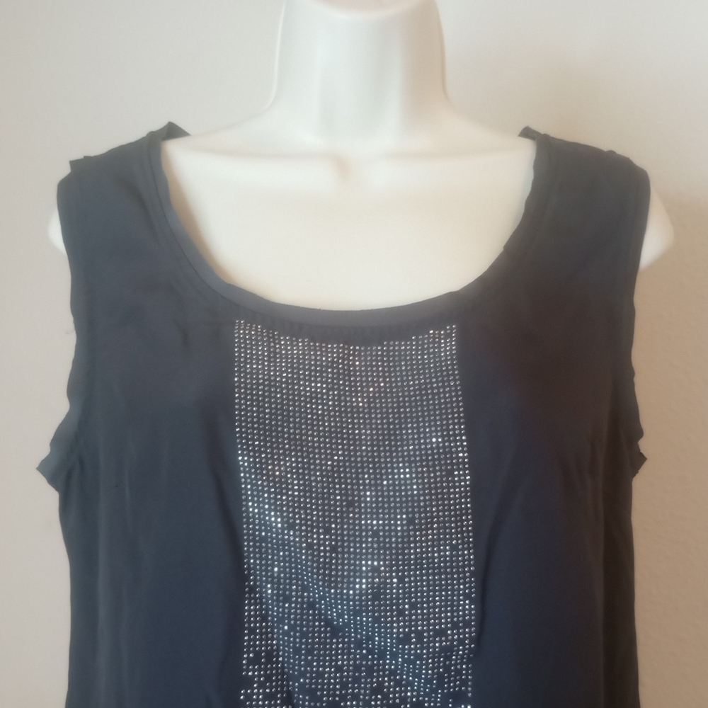 Women's Black Sleeveless Top with Silver Accents - Picture 2 of 11
